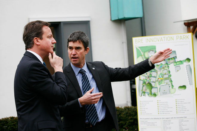 David Cameron and Peter Bonfield. Photo: Peter White, BRE